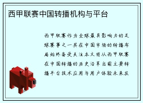 西甲联赛中国转播机构与平台